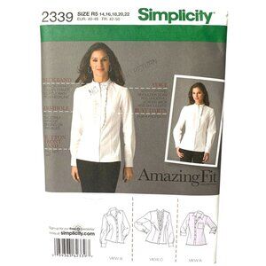 SIMPLICITY 2339 Misses Shirt Amazing Fit Blouse UNCUT Size 14 16 18 20 22